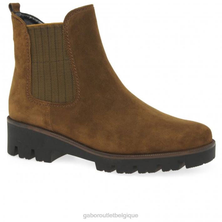 daim cognac chaussure TFD8212 Gabor femmes bottines chelsea newport