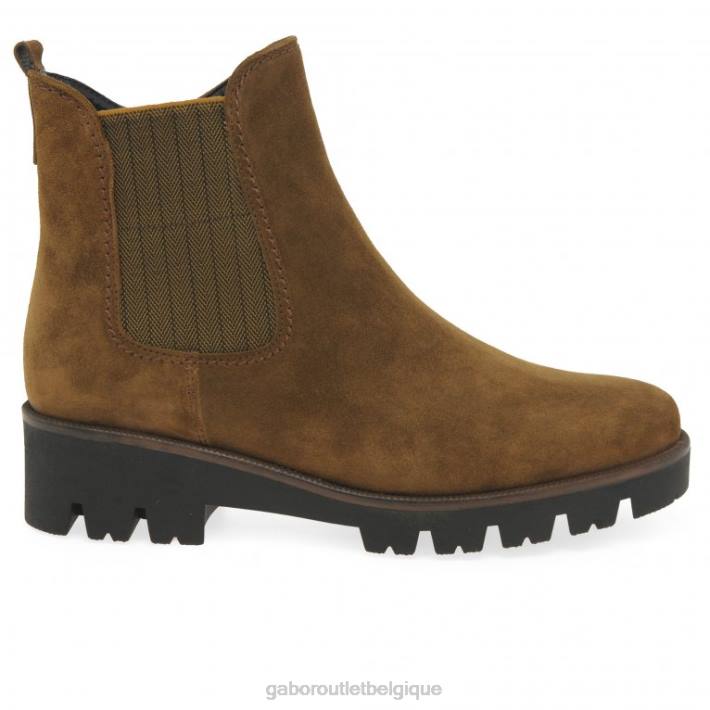 daim cognac chaussure TFD8212 Gabor femmes bottines chelsea newport