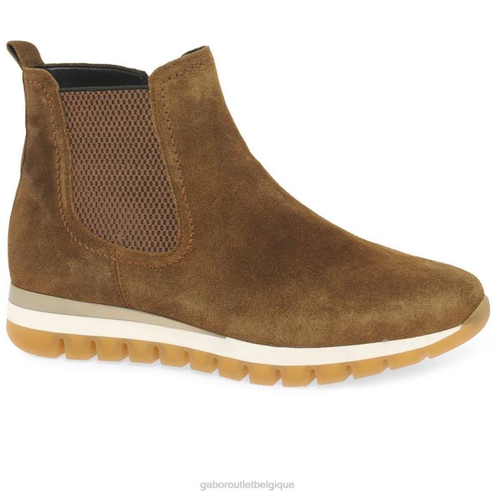 daim cognac chaussure TFD8227 Gabor femmes bottines caissières