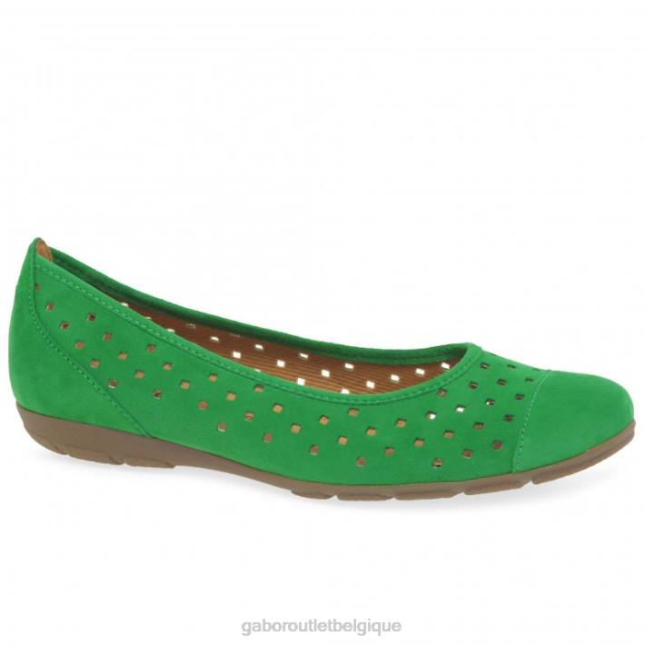 daim vert chaussure TFD84 Gabor femmes chaussures décontractées à volants et détails perforés