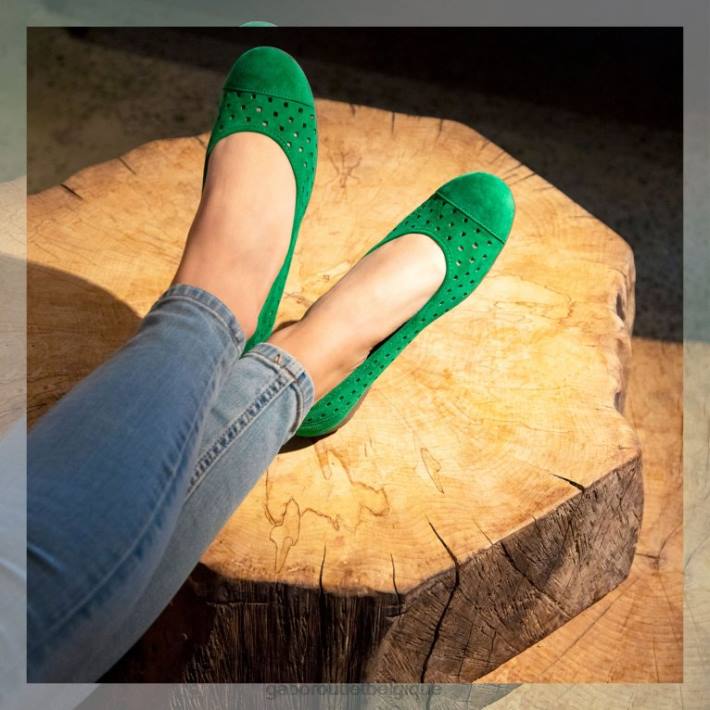 daim vert chaussure TFD84 Gabor femmes chaussures décontractées à volants et détails perforés