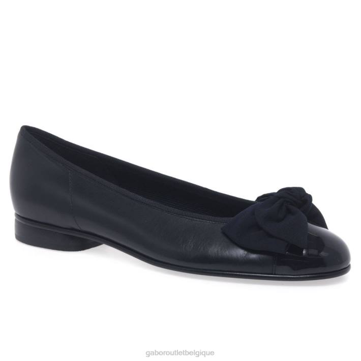 marine/brevet chaussure TFD811 Gabor femmes ballerines à détails de nœuds Amy