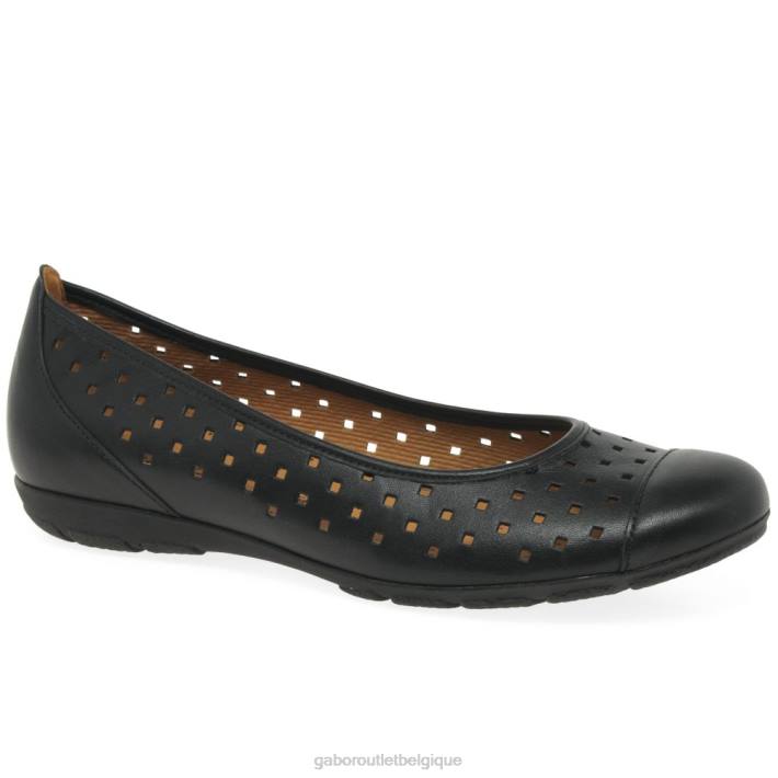 noir chaussure TFD880 Gabor femmes chaussures décontractées à volants et détails perforés
