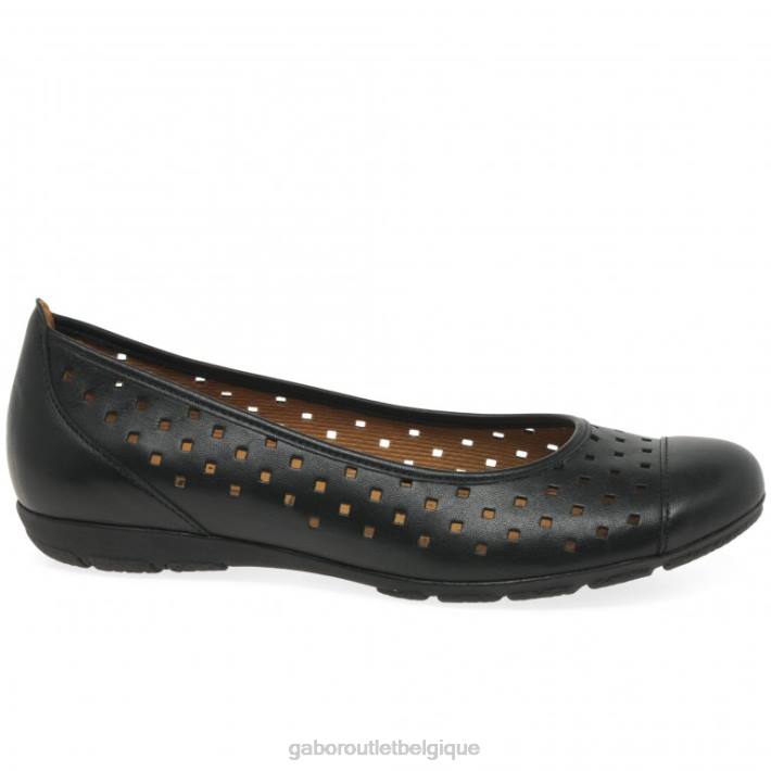 noir chaussure TFD880 Gabor femmes chaussures décontractées à volants et détails perforés