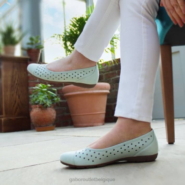 nubuck menthe chaussure TFD8320 Gabor femmes chaussures décontractées à volants et détails perforés