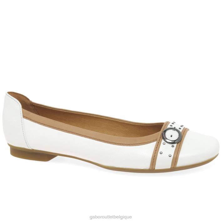 blanc/cognac chaussure TFD894 Gabor femmes escarpins décontractés à boucle à clous Michelle
