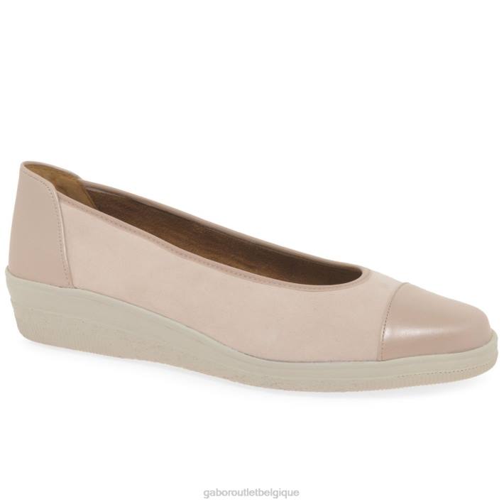 daim rose clair chaussure TFD8117 Gabor femmes escarpins à talons bas avec accents verni pétunia