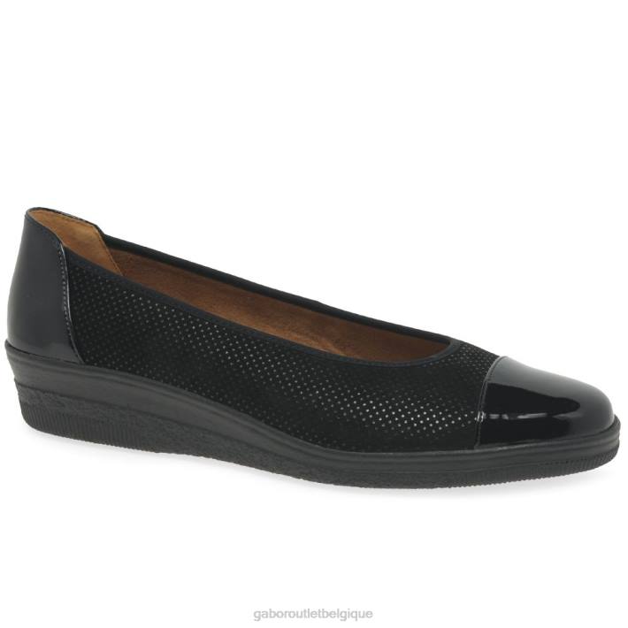 point noir/brevet chaussure TFD8114 Gabor femmes escarpins à talons bas avec accents verni pétunia