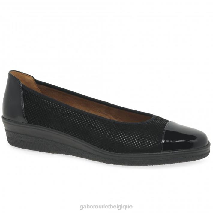 point noir/brevet chaussure TFD8114 Gabor femmes escarpins à talons bas avec accents verni pétunia