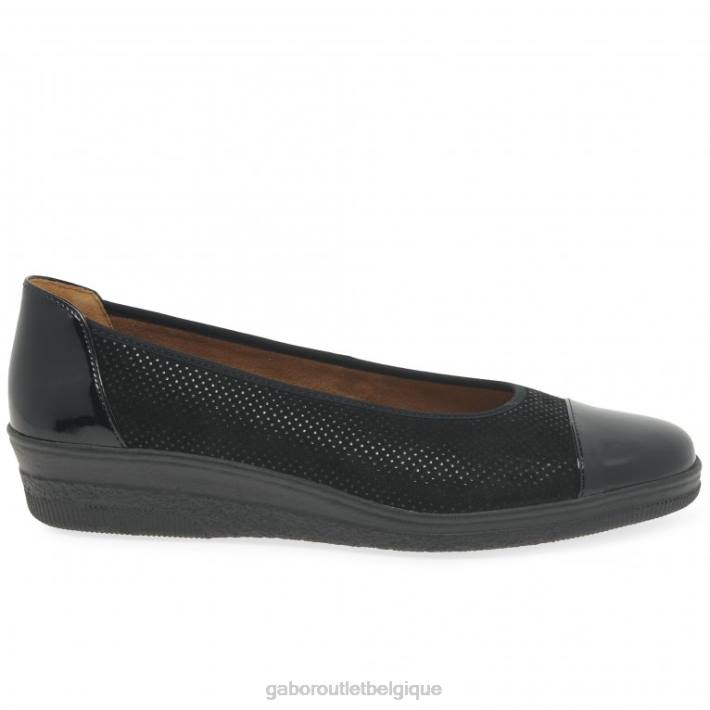 point noir/brevet chaussure TFD8114 Gabor femmes escarpins à talons bas avec accents verni pétunia