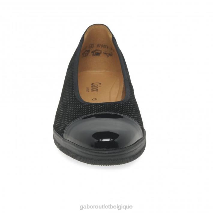 point noir/brevet chaussure TFD8114 Gabor femmes escarpins à talons bas avec accents verni pétunia
