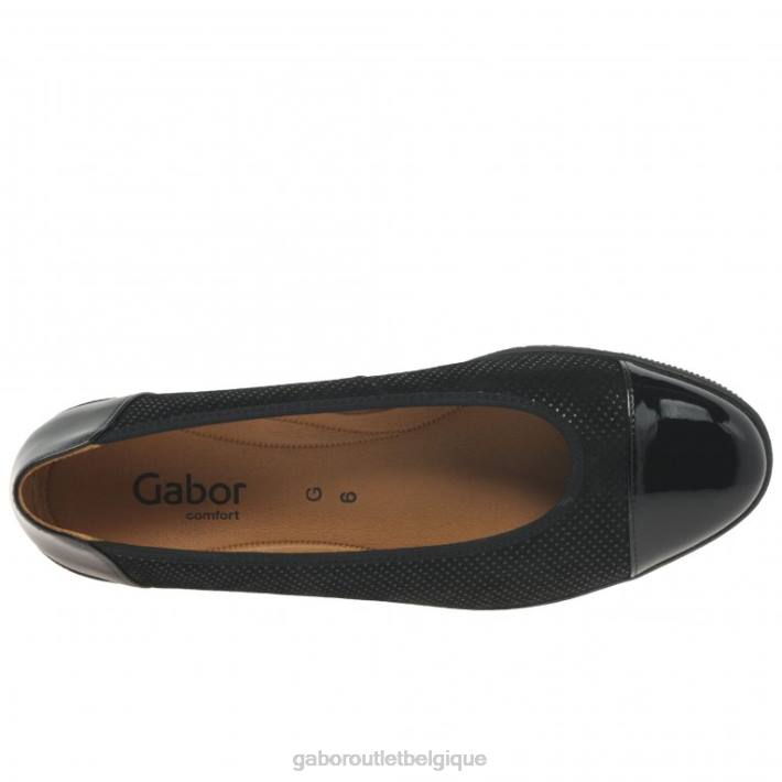 point noir/brevet chaussure TFD8114 Gabor femmes escarpins à talons bas avec accents verni pétunia