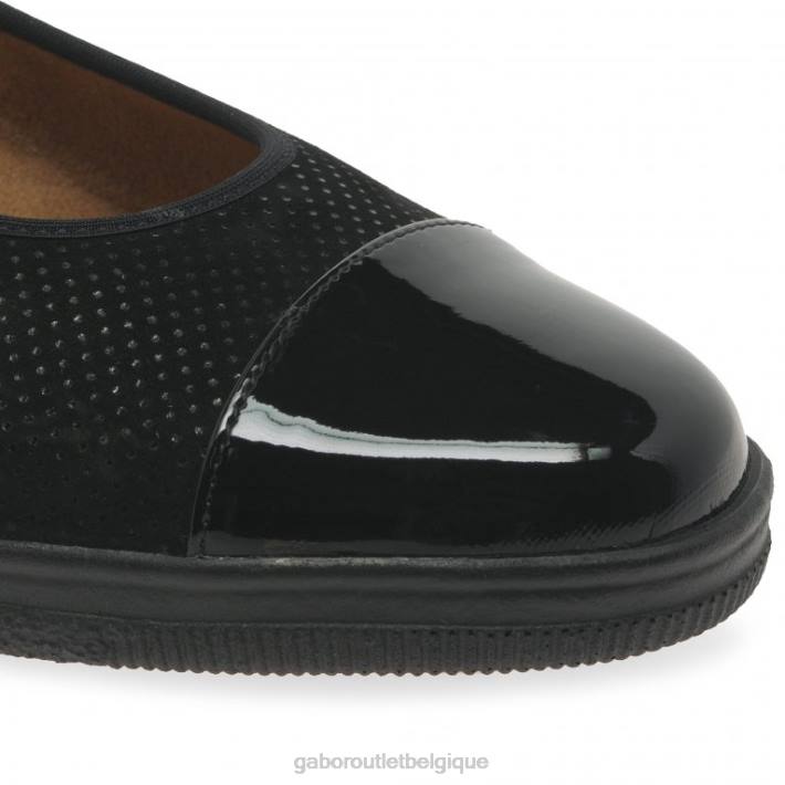 point noir/brevet chaussure TFD8114 Gabor femmes escarpins à talons bas avec accents verni pétunia