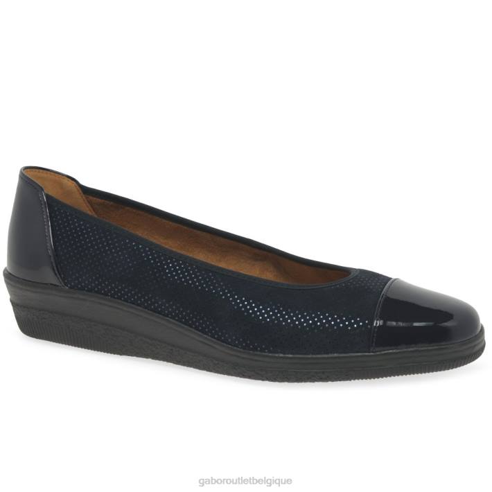 point océan/brevet chaussure TFD8113 Gabor femmes escarpins à talons bas avec accents verni pétunia