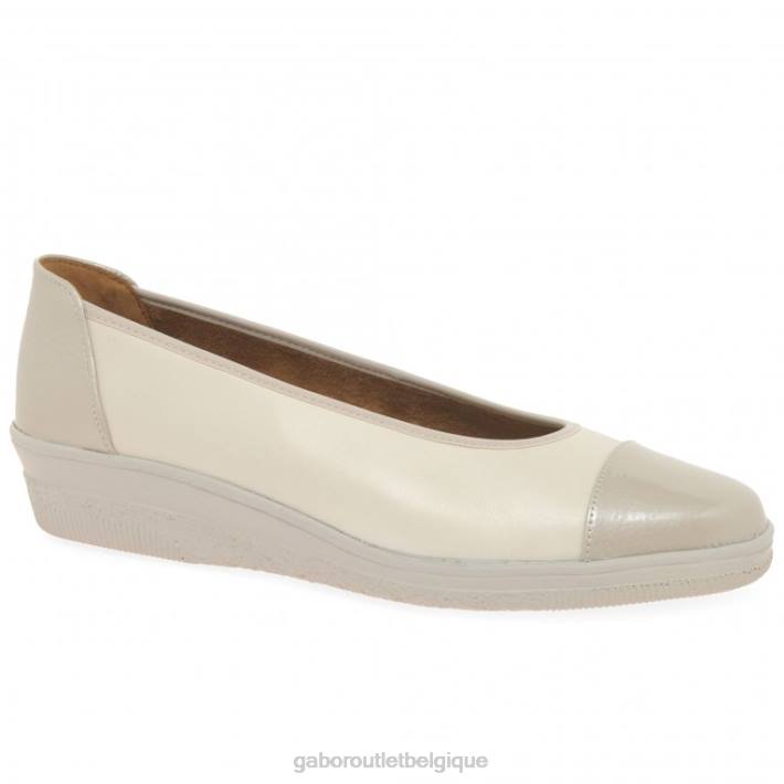 vernis ivoire/puder chaussure TFD8116 Gabor femmes escarpins à talons bas avec accents verni pétunia