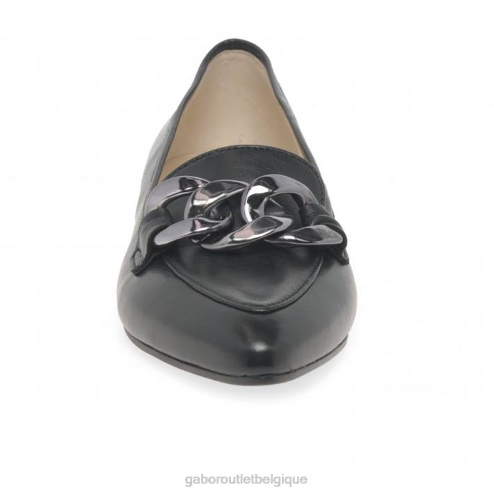 Cuir noir chaussure TFD897 Gabor femmes mocassins carol