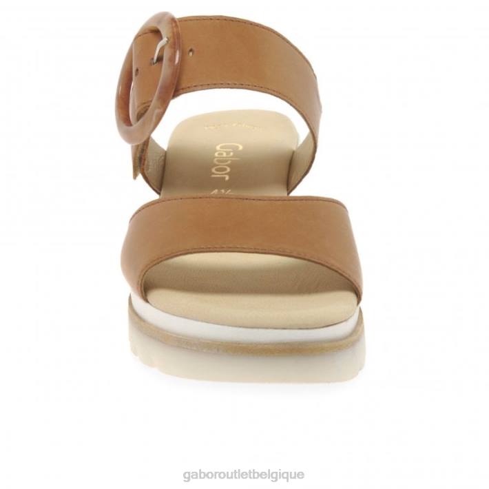 Cognac chaussure TFD8153 Gabor femmes sandales à talons compensés