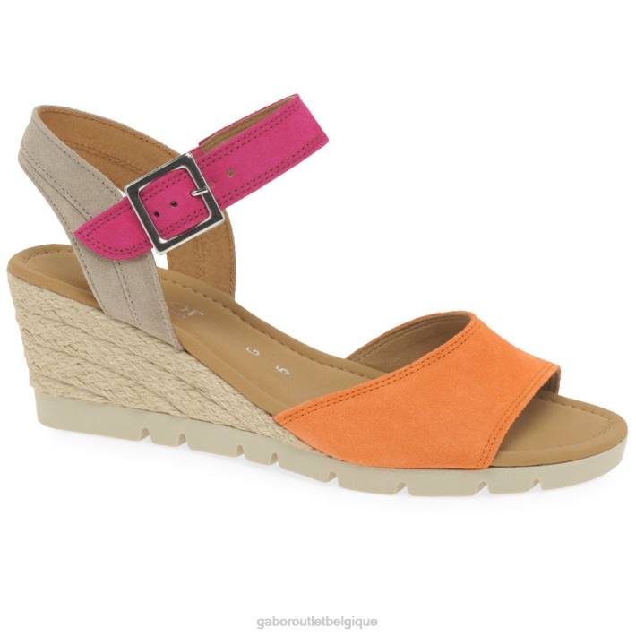 mandarine/rose chaussure TFD8162 Gabor femmes sandales à talons compensés