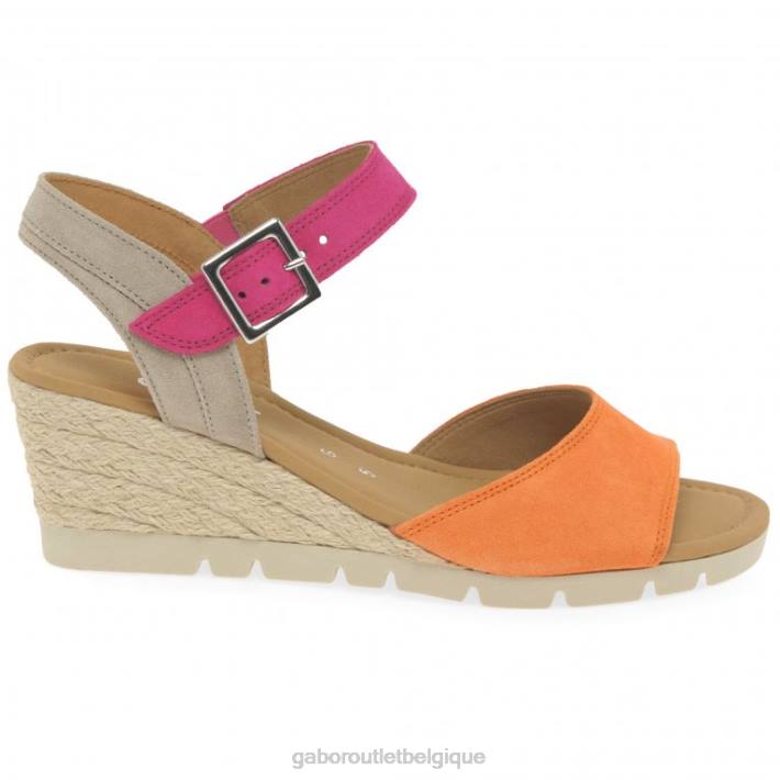 mandarine/rose chaussure TFD8162 Gabor femmes sandales à talons compensés