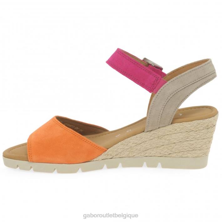 mandarine/rose chaussure TFD8162 Gabor femmes sandales à talons compensés