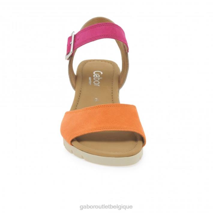 mandarine/rose chaussure TFD8162 Gabor femmes sandales à talons compensés