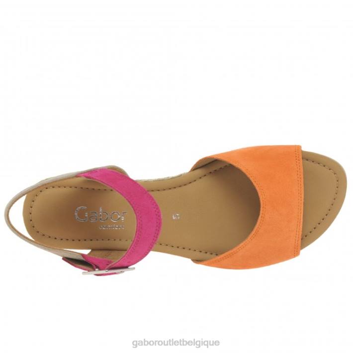 mandarine/rose chaussure TFD8162 Gabor femmes sandales à talons compensés